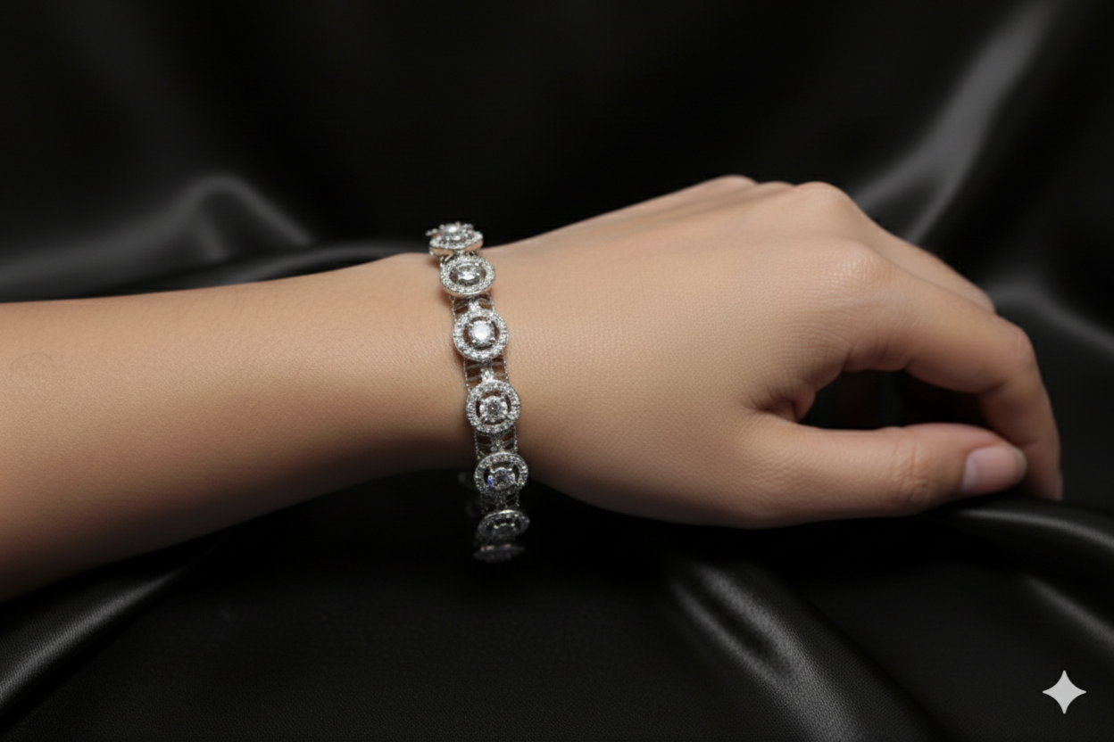 Ensemble de bracelets ADjewellery Celestia en rhodium plaqué et ornés de diamants CZ (oxyde de zirconium cubique).