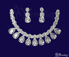 ADjewellery Rhodium Plated CZ (Cubic Zirconia) Teardrop American Diamond Bridal Necklace Set
