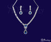 ADjewellery Rhodium Plated CZ (Cubic Zirconia) Royal Sapphire Teardrop Necklace Set