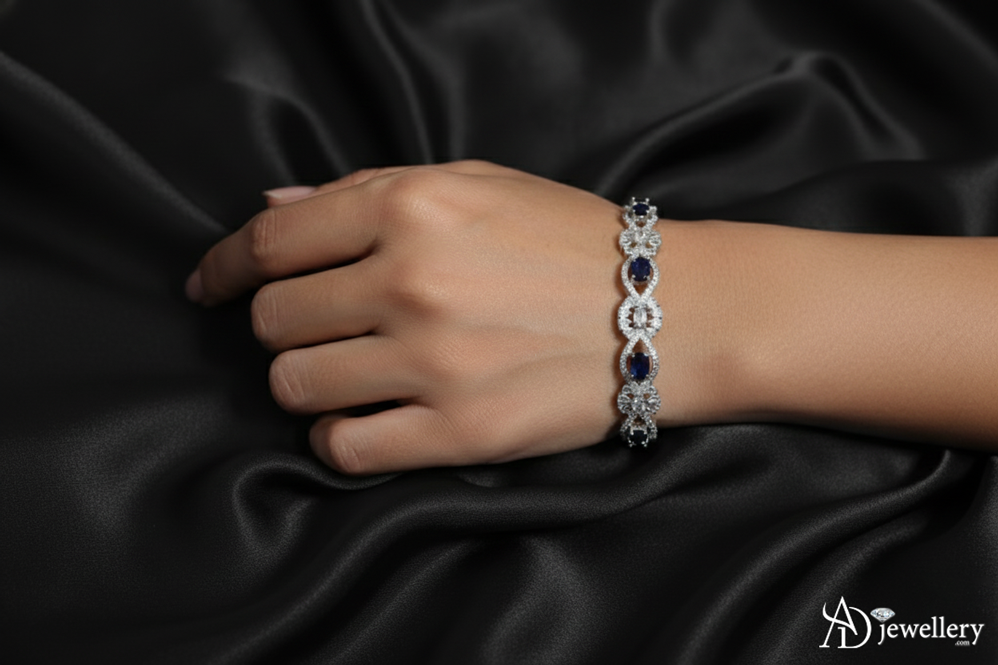 Ensemble de bracelets ADjewellery Aria en saphir et zircone cubique plaquée rhodium