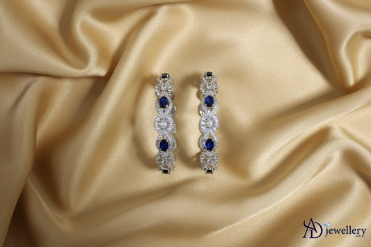 ADjewellery Rhodium Plated CZ (Cubic Zirconia) Sapphire Aria Bangle Set