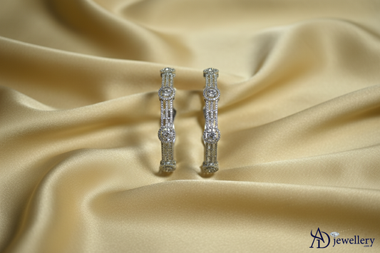 ADjewellery Rhodium Plated CZ (Cubic Zirconia) Stellar Band Bangle Set