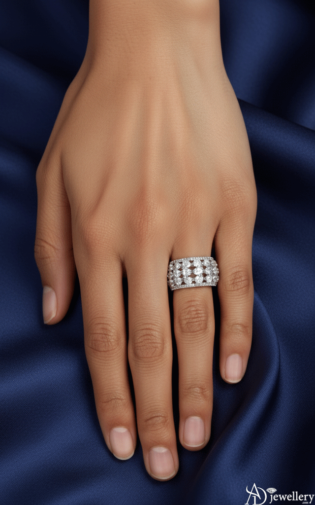 Three-Row Pave Diamond Ring