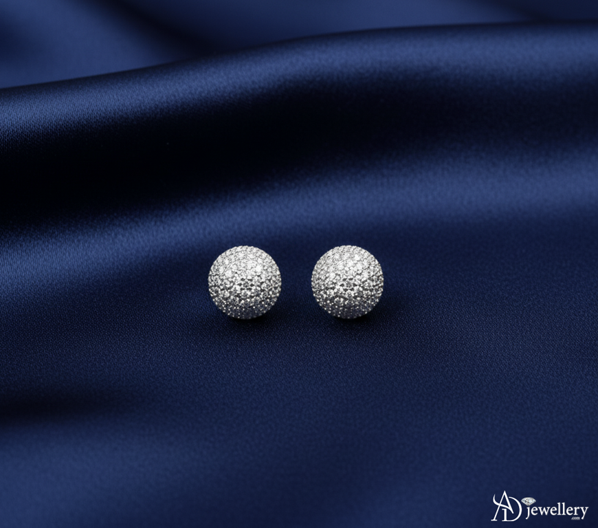 Sparkling Pave Crystal Ball Stud Earrings
