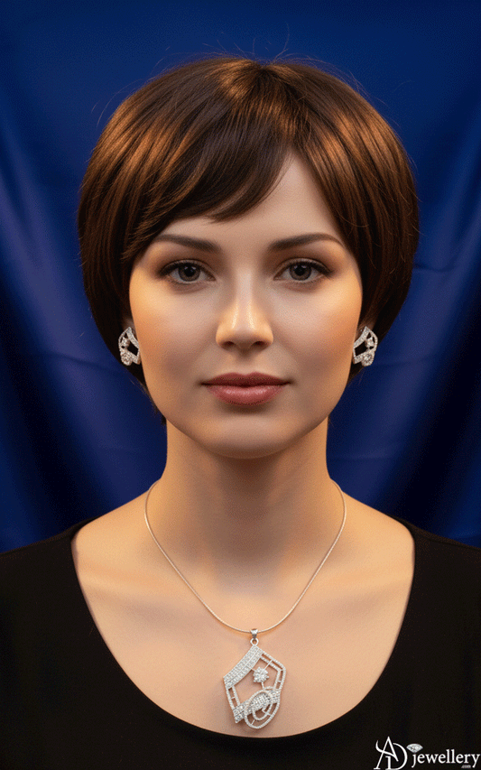 Geometric Whirl Diamond-Cut Pendant Set