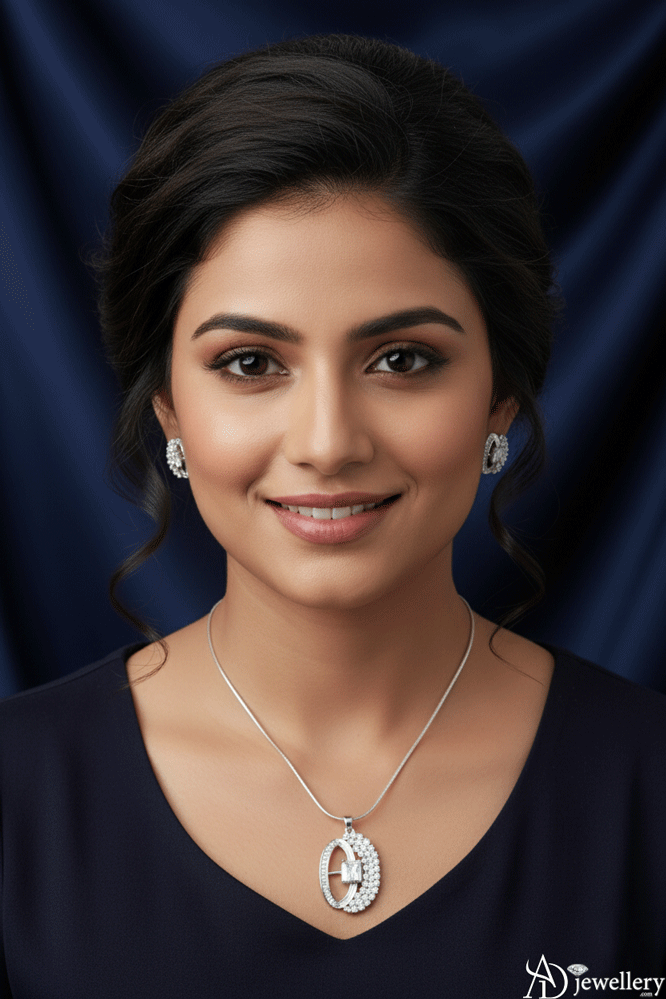 Oval Halo Cubic Zirconia Pendant and Stud Earring Set