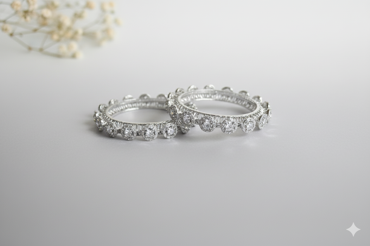 Ensemble de bracelets ADjewellery Celestia en rhodium plaqué et ornés de diamants CZ (oxyde de zirconium cubique).