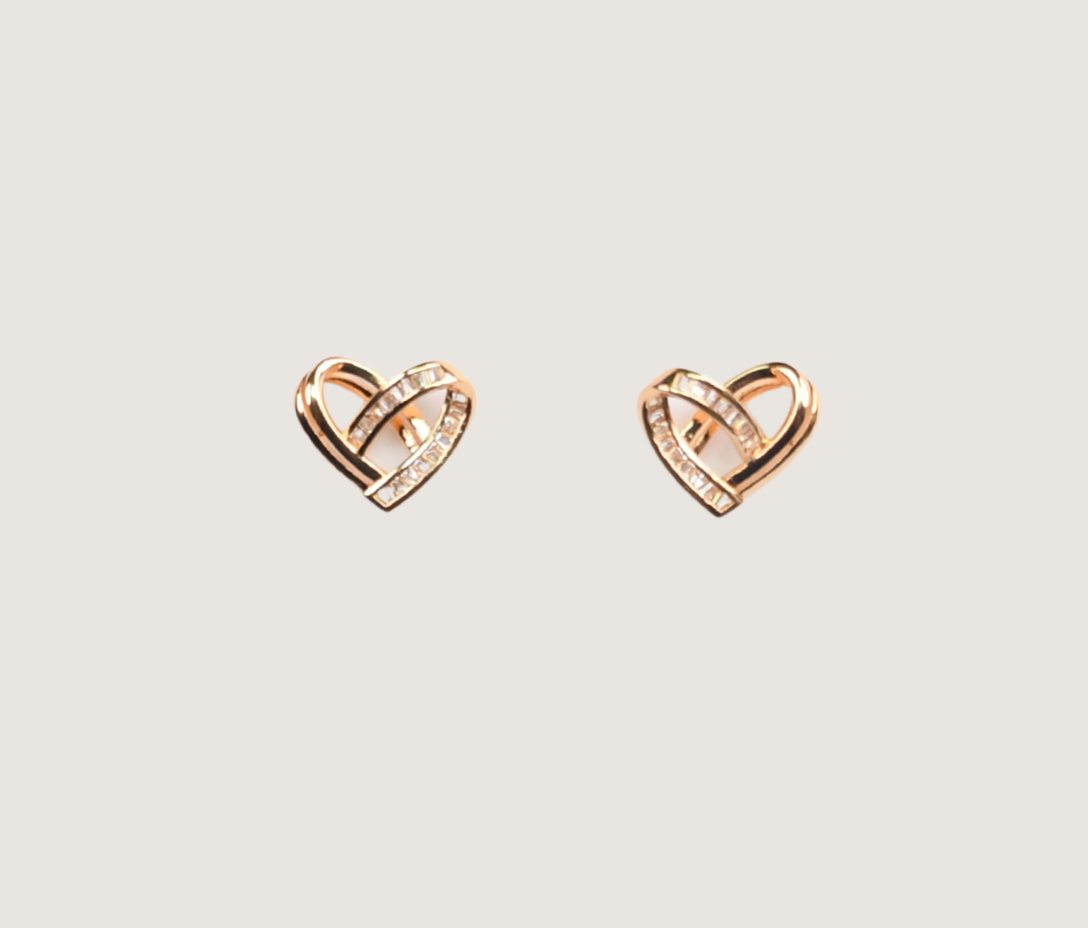 Rose Petal Heart Stud Earrings