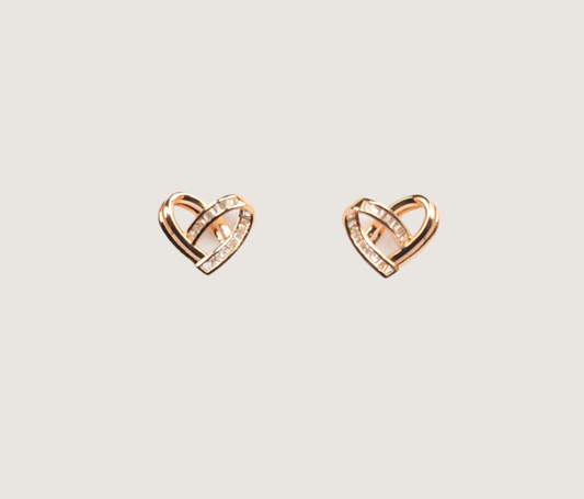 Rose Petal Heart Stud Earrings