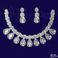 ADjewellery Rhodium Plated CZ (Cubic Zirconia) Teardrop American Diamond Bridal Necklace Set