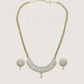 ADjewellery Rhodium Plated CZ (Cubic Zirconia) Crescent Halo Gold-Tone Necklace Set