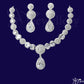 ADjewellery Rhodium Plated CZ (Cubic Zirconia) Classic Halo & Teardrop Bridal Statement Necklace Set