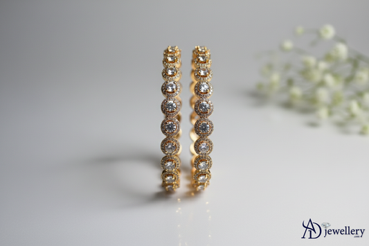 Ensemble de bracelets ADjewellery plaqués rhodium avec halo doré et zircone cubique