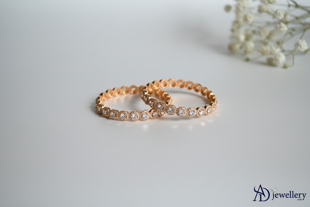 Ensemble de bracelets ADjewellery plaqués rhodium avec halo doré et zircone cubique