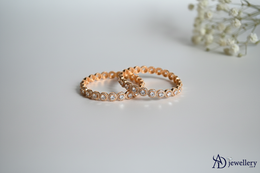 Ensemble de bracelets ADjewellery plaqués rhodium avec halo doré et zircone cubique