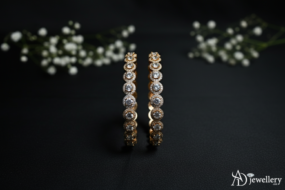 Ensemble de bracelets ADjewellery plaqués rhodium avec halo doré et zircone cubique