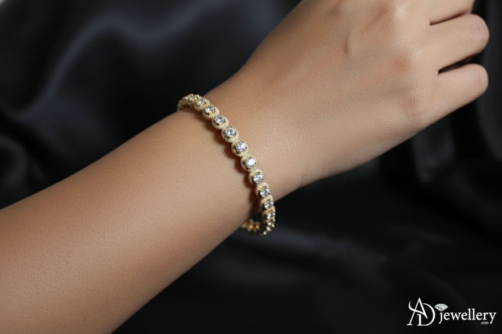 Ensemble de bracelets ADjewellery plaqués rhodium avec halo doré et zircone cubique