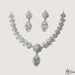 ADjewellery Rhodium Plated CZ (Cubic Zirconia) Crystal Vine Floral & Solitaire Necklace Set