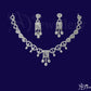 ADjewellery Rhodium Plated CZ (Cubic Zirconia) Victorian Elegance Halo-Set Chandelier Necklace Set