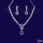 ADjewellery Rhodium Plated CZ (Cubic Zirconia) Royal Sapphire Teardrop Necklace Set