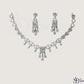 ADjewellery Rhodium Plated CZ (Cubic Zirconia) Victorian Elegance Halo-Set Chandelier Necklace Set