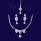 ADjewellery Rhodium Plated CZ (Cubic Zirconia) Royal Bloom  Bridal Choker Set with Tikka