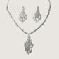 ADjewellery Rhodium Plated CZ (Cubic Zirconia) Grand Chandelier Ornate Pave Necklace Set