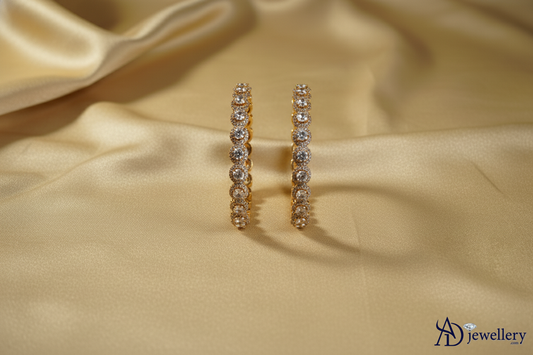 ADjewellery Rhodium Plated CZ (Cubic Zirconia) Golden Halo Bangle Set