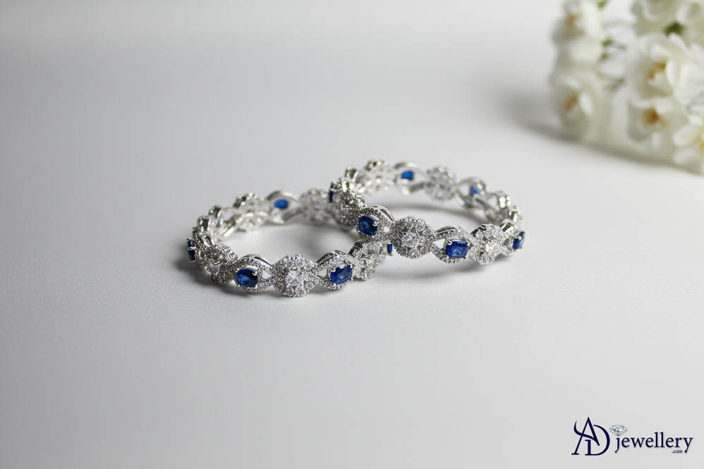 Ensemble de bracelets ADjewellery Aria en saphir et zircone cubique plaquée rhodium