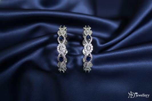 ADjewellery Rhodium Plated CZ (Cubic Zirconia) Sapphire Aria Bangle Set