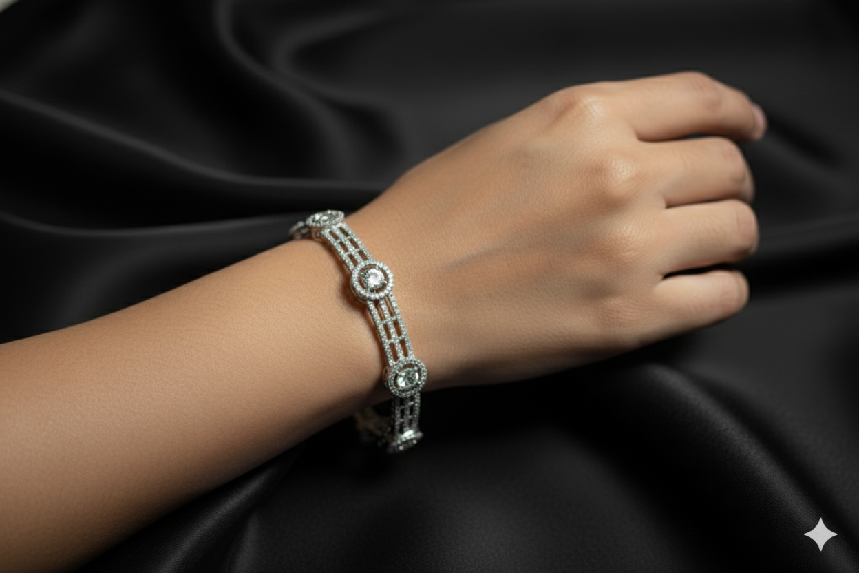 Ensemble de bracelets joncs Stellar Band plaqués rhodium et sertis de zircone cubique (CZ) ADjewellery