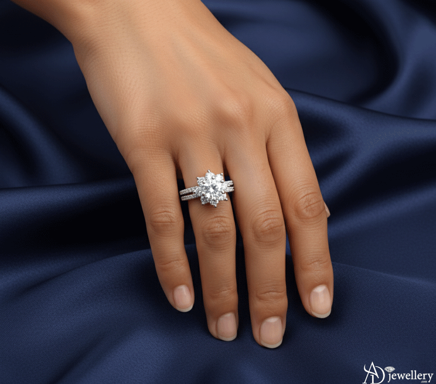 Starburst Flower Diamond Engagement Ring