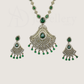 ADjewellery Rhodium Plated CZ (Cubic Zirconia) Emerald Elegance Diamond Necklace Set
