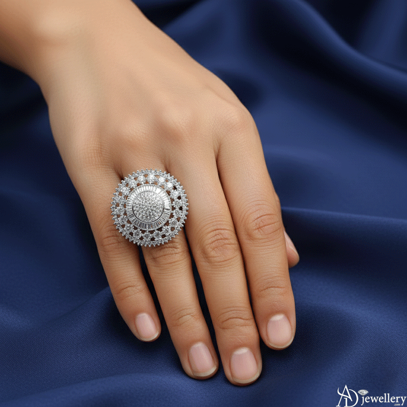 Imperial Sunburst Baguette & Round Cut Cocktail Ring