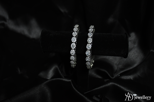 ADjewellery Rhodium Plated CZ (Cubic Zirconia) Astra Cluster Bangle Set