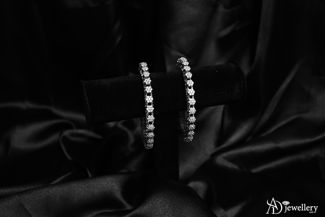 ADjewellery Rhodium Plated CZ (Cubic Zirconia) Eternal Line Bangle Set