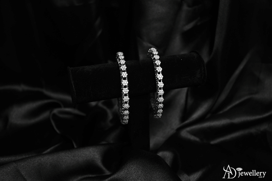 ADjewellery Rhodium Plated CZ (Cubic Zirconia) Eternal Line Bangle Set