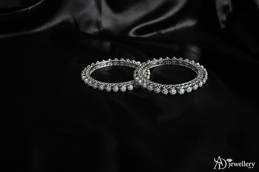 ADjewellery Rhodium Plated CZ (Cubic Zirconia) Eternal Line Bangle Set
