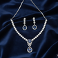 ADjewellery Rhodium Plated CZ (Cubic Zirconia) Royal Sapphire Teardrop Necklace Set