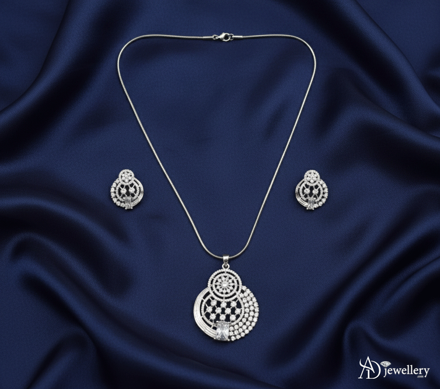 Aurora Pave Pendant and Stud Set