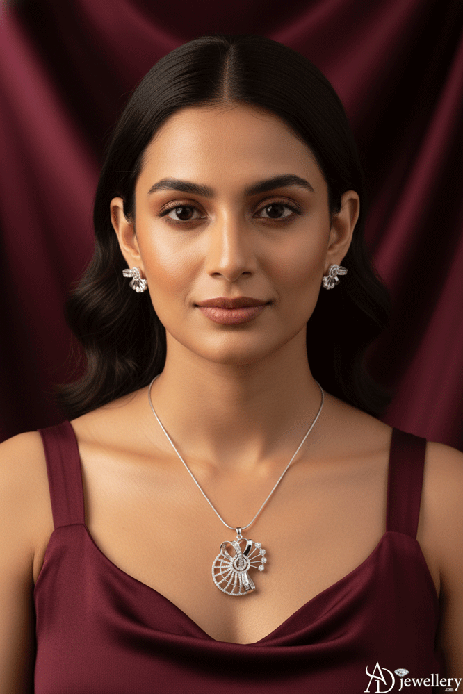 Celestial Fan Pendant and Earrings Set