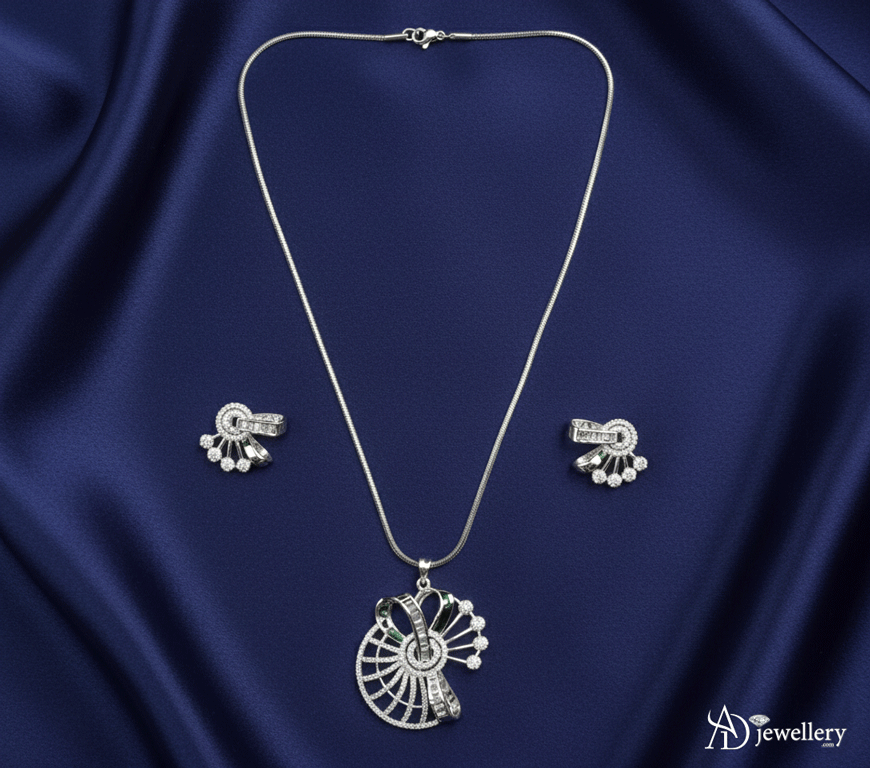 Celestial Fan Pendant and Earrings Set