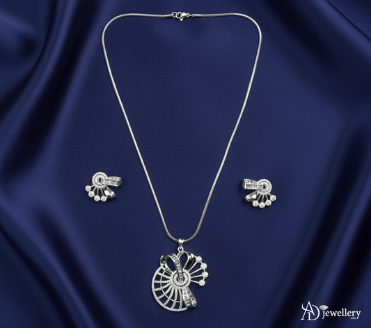 Celestial Fan Pendant and Earrings Set