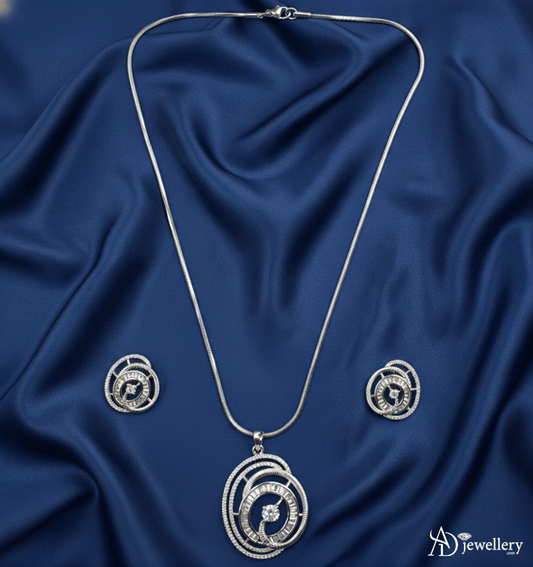 Celestial Vortex Diamond Pendant and Stud Set