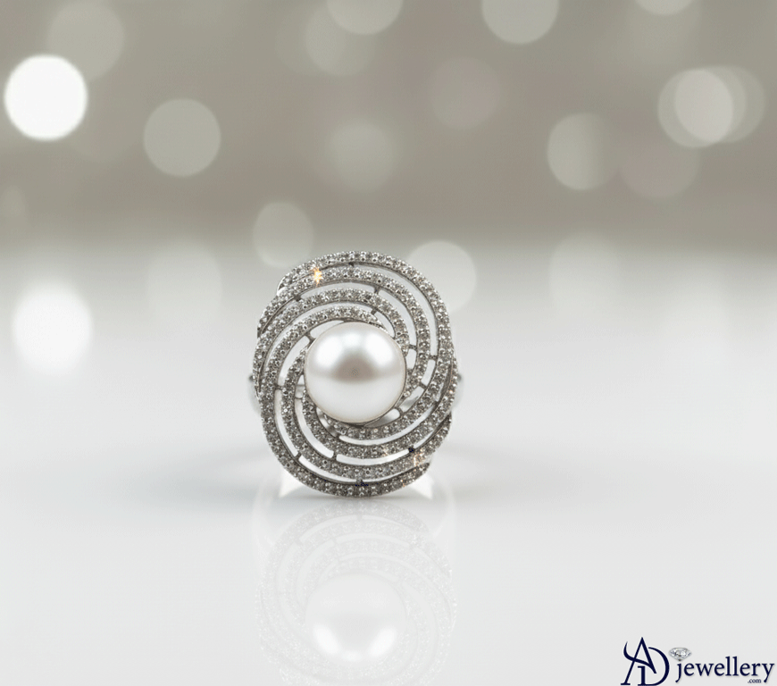 Cosmic Swirl Pearl Ring