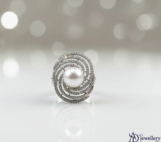 Cosmic Swirl Pearl Ring