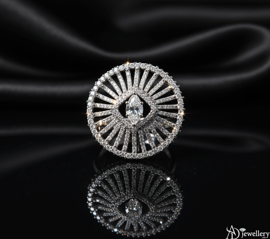 Diamond Sunburst Cocktail Ring