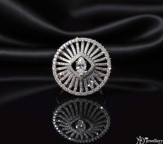 Diamond Sunburst Cocktail Ring