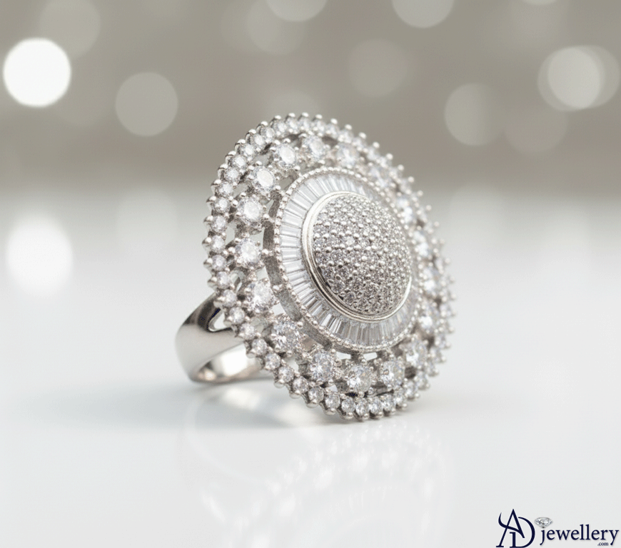 Imperial Sunburst Baguette & Round Cut Cocktail Ring