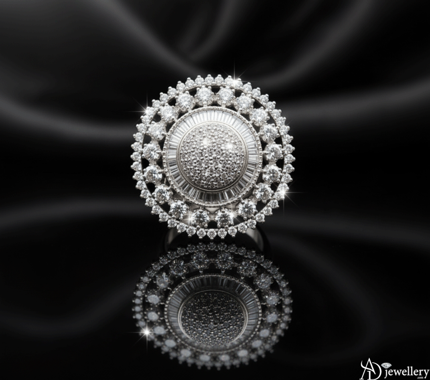 Imperial Sunburst Baguette & Round Cut Cocktail Ring